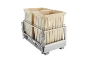Rev-A-Shelf 24" White Wire Bin, Rev-A-Motion Closet Hamper, Silver