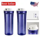 Compact 2.5 x 10 Inch Clear Filter Housing for Reverse Osmosis Systems - 2 Pack