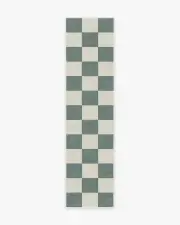 75' x 305' | Machine Washable Runner Rug | Kid & Pet Friendly | Indoor Rug | Jaque Checkered Slate Green Tufted Rug | Ruggable
