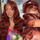 Reddish Brown Lace Front Wigs Human Hair Pre Plucked 13x4 Auburn Colored Huma...