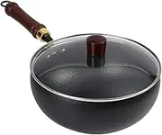 Wok Pan Nonstick | Hand-Forged Iron Wok - Nonstick Uncoated Household Iron Pan with Lid for Kitchen, Restaurant, Camping