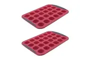 2PK Daily Bake Silicone 24-Cup Mini Muffin Pan Mould/Mold Home Bakeware Red