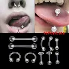 10Pcs/Set Transparent Acrylic Barbell EyebrowBelly TongueRing Piercing Jewelr##b