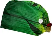 [WOSHJIUK] Working Hat 2 Pack Scrub Caps for Women,Wood Abstract Leaf Flag Colorful,Tie Back Cap Adjustable Scrub Hat