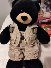 Build a Bear Black Bear with Fisherman outfit