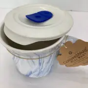Corningware 20oz Blue Marble Meal Mug with Plastic Vented Lid NWT