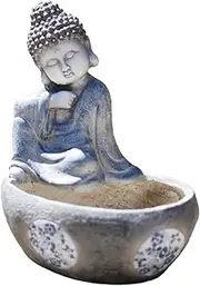 Buddha Statues Zen Buddha Statue Garden Ornaments，Creative Exquisite Buddha Statues with Flowerpot，Buddha Decor Garden Balcony Decorations Praying (Color : A)