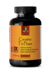 Creatine Monohydrate - Creatine Tri-Phase 5000mg - Increase Muscle Mass - 90 Tab