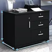 3-Drawer Wood File Cabinet, Mobile Lateral Filing Cabinet with Lock, Office Printer Stand with Adjustable Shelves for A4/Letter, Under Desk Filling Office Cabinet for Home Office ( Color : Black )
