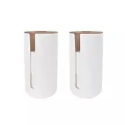 2XBamboo Lid Toilet Roll Holder Tissue Storage Paper Stand Bathroom Organiser