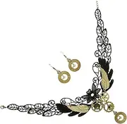 [COSMEVIVI] 3pcs Vintage Lace Clock Necklace Choker Earrings Set Gothic Retro Wedding Costume Accessory for Women