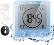 Digital Bathroom Shower Kitchen Clock Timer with Alarm, Waterproof for Water Spl