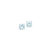 Silver Aqua Cubic Zirconia Round 4 Claw Studs in Blue