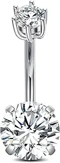 [QWALIT] Sterling Silver Belly Button Ring Sterling Silver Belly Rings Short Bar Belly Button Piercing Sterling Silver 925 Navel Ring Belly Jewelry 6mm 8mm