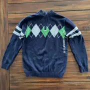 Tommy Hilfiger Sweater Boys Large 16-18 Argyle Pullover 1/4 Zip Holiday NWT