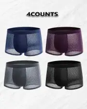 4pcs/lot Bamboo Fiber Men's Boxer Pantie Underpant Plus Size Shorts Breathable