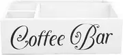 Wooden Coffee Bar Bin Box Rustic White Coffee Station Organizer With 4 Spacious Compartments For Home Office Kitchen Countertop Solid Wood 32x21.2x12.8cm