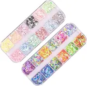 KAILIKETIY 2-Pack Nail Kit DIY Manicure Glitter Sequins Set Confetti Glue for Nail Art Practice Hand