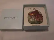 RARE Monet Goldfish Koi Trinket Box Enamel Crystal Vintage With Box