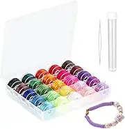 25 Colors Knotting Cord,Flat Elastic Bracelet String Cord, High Stretch Beading Elastic String for Bracelets Necklace Jewelry Making, Stretchy Thread Cord for Clay Beads, Crystal & Pony Beads