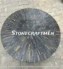 Blue Tiger Eye Dining Table Top, Round Marble Inlaid Table Top, Furniture Decor