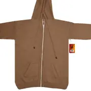 MEN HANDMADE ANDEAN ALPACA SOLID LIGHT BROWN ZIP HOODIE SWEATER SZ L