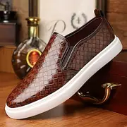 Men's Sneakers Walking Casual PU Leather Breathable Comfortable Slip Resistant Loafer Black Blue Brown Spring
