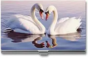 [VFMKT] Slim Metal Business Card Holder Portable Business Card Case Pocket Name Card Holder Swan Heart Wallet for Men Women Office Travel, style, One Size