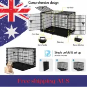 Dog Cage Pet Crate Kennel Cat Foldable Metal Playpen 24" Large - BEASTIE