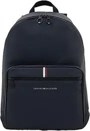 [Tommy Hilfiger] TH Essential Pique Backpack PU Backpacks, Space Blue, One Size