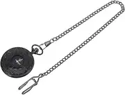 [DEARMAMY] 1pc Retro Classic Pocket Watch Pocket Watch Chain Silver Steel Pocket Watch Retro Watch Gold Watch Numeral Digital Watch Vintage Watch Men Fancy Pocket Watch Fob Watch Black
