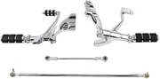 Motorcycle Forward Controls Complete Kit with Pegs Levers Linkages Compatible with Harley Sportster 883 1200 XL Iron 2004-2013 Black Chrome(Silver)