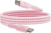 Belkin BoostCharge (1M/3.3ft) Braided USB-C to USB-C Cable for iPhone 15, iPhone 15 Pro,iPhone 15 Pro Max,iPhone 15 Plus, Galaxy S23,S22, Note9&10, Pixel 8, Pixel 7, iPad Pro & More - Pink