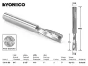 1/4" Dia. Low Helix Upcut End Mill CNC Router Bit - 1/4" Shank - Yonico 31010-SC
