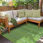 Green Decore Weaver Premium Grade Stain Proof Reversible Plastic Outdoor Rug (180 X 270 CM, Green)