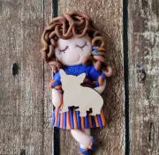 Girl With Dog Polymer Clay Bow Center Flatback Clays For Bows