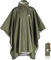 Anyoo Waterproof Rain Poncho Lightweight Reusable Hiking Rain Coat Jacket with Hood for Outdoor Activities,One Size