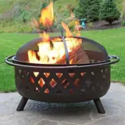 Fire Pit Wood Burning Rubbed Bronze Crossweave Grill 36 in Cover New Outdoor