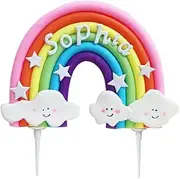 Rainbow Cake Topper Smiling Could with DIY Name for Boys Girls Birthday Baby Shower