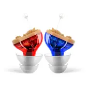 Red & Blue Mini Noise Canceling Hearing Earbuds In-Canal Earphones Headset Sound Amplifier