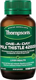 Thompson's One-A-Day Milk Thistle 42,000mg - 60 Capsules for Liver Health and Detox - Traditionally Used in Western Herbal Medicine to Support Liver Function and Bile Production
