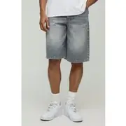 Mens Mid Grey Denim Jorts In Stonewashed Grey