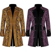 Retro Vintage Punk Gothic Medieval Cosplay Costume Cloak Tuxedo Ren Faire Vampire Gentleman Men's Pirate Royal Steampunk Halloween Carnival Masquerade Party /