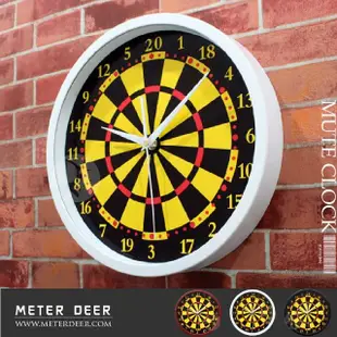 【METER DEER 米鹿】30公分飛鏢靶造型掛鐘 台灣超靜音機芯有框時鐘(時鐘 掛鐘 靜音 工業風 牆面擺飾 掛飾)