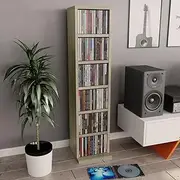 CD Cabinet Sonoma Oak 21x20x88 cm Engineered Wood - Stylish CD Storage Shelves with Bookcase and Media Tower Design, Adjustable Compartments for DVDs and Games