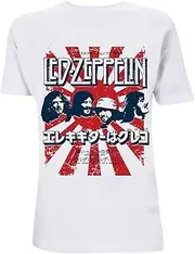 [Led Zeppelin] T Shirt Japanese Burst Band Logo Official Mens White XXL