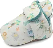 Dotty Fish Baby Stiefel für den Winter - Warme, rutschfeste Krabbelschuhe aus Baumwolle mit Wildeledersohle - 0-24 Monate