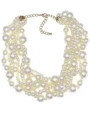 Liv Oliver 18K Plated 6-15mm Pearl Statement Twist Necklace