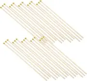 JEWEDECO 50pcs Mini Wooden Flag Poles for DIY Decorations Small Handheld Flag Sticks Construction for Parties Patriotic Displays Suitable for Tables and Desks