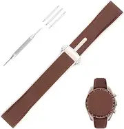 [Topuly] 20mm Rubber Watch Band replacement for Omega X Swatch Moonswatch Seamaster Speedmaster 20 mm Silicone Strap Wirstband accessories with Buckle for Men and Women